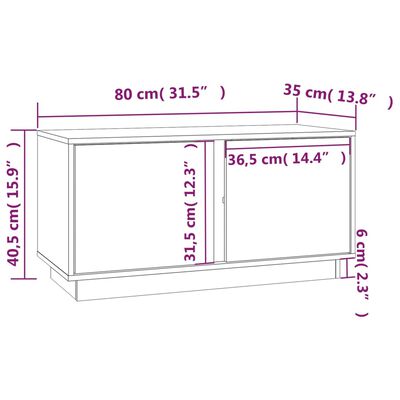 vidaXL TV Cabinet Grey 80x35x40.5 cm Solid Wood Pine