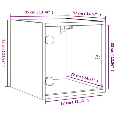 vidaXL Bedside Cabinets with Glass Doors 2 pcs White 35x37x35 cm