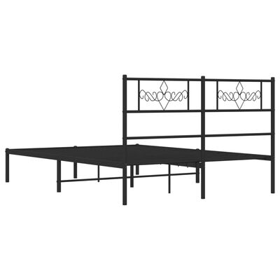 vidaXL Metal Bed Frame without Mattress with Headboard Black 150x200 cm King Size