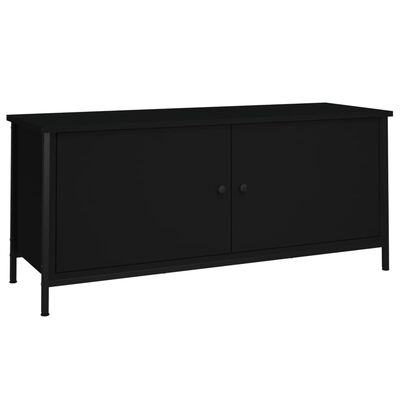 vidaXL TV Cabinet with Doors Black 102x35x45 cm Engineered Wood