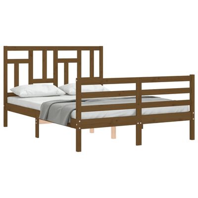 vidaXL Bed Frame without Mattress Honey Brown Small Double Solid Wood