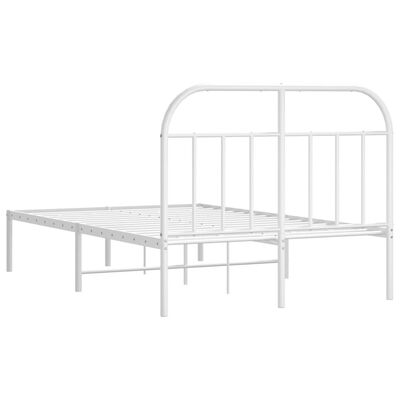 vidaXL Metal Bed Frame without Mattress with Headboard White 120x200 cm