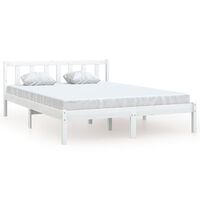 vidaXL Bed Frame without Mattress White Solid Wood Small Double