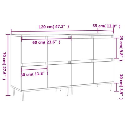 vidaXL Sideboards 2 pcs Sonoma Oak Engineered Wood