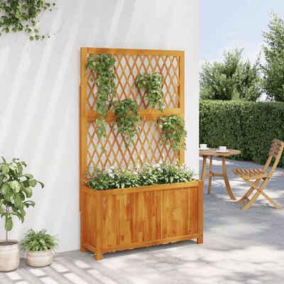 vidaXL Planter with Trellis 100x32x165 cm Solid Wood Acacia