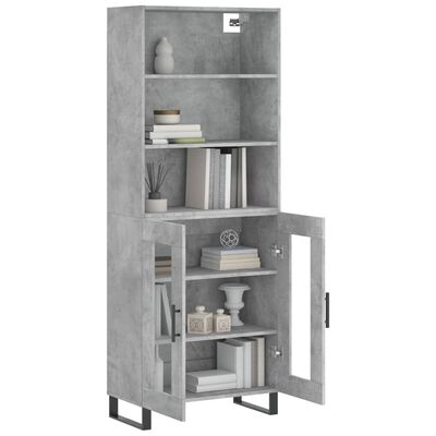 vidaXL Highboard Concrete Grey 69.5x34x180 cm Engineered Wood