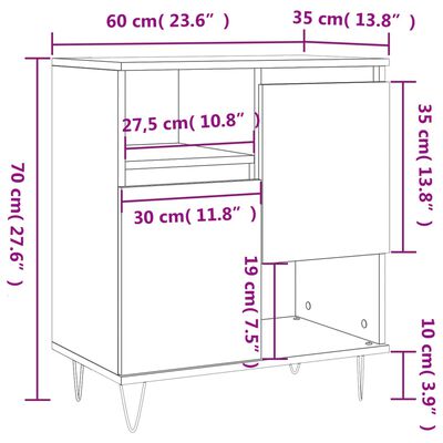 vidaXL Sideboard Concrete Grey 60x35x70 cm Engineered Wood