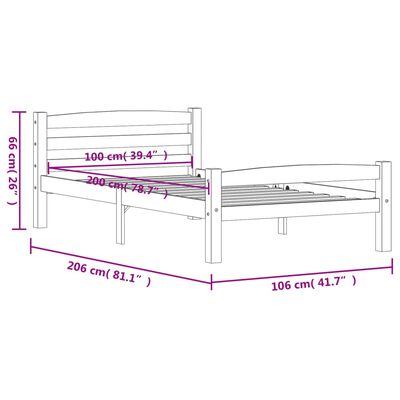 vidaXL Bed Frame without Mattress Solid Pinewood 90x200 cm