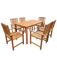 vidaXL 7 Piece Outdoor Dining Set Solid Acacia Wood