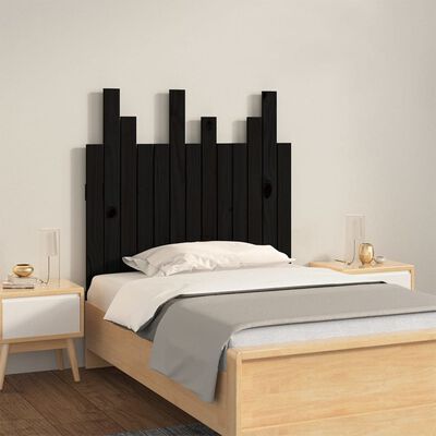 vidaXL Wall Headboard Black 82.5x3x80 cm Solid Wood Pine