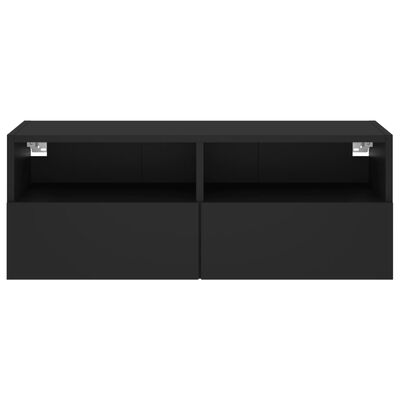 vidaXL TV Wall Cabinet Black 80x30x30 cm Engineered Wood