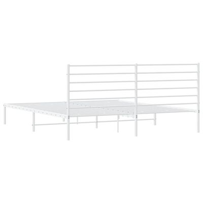 vidaXL Metal Bed Frame without Mattress with Headboard White 193x203 cm