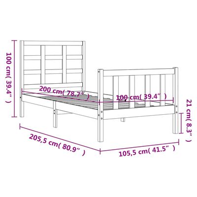 vidaXL Bed Frame without Mattress 100x200 cm Solid Wood Pine