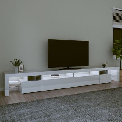 vidaXL TV Cabinet with LED Lights High Gloss White 290x36.5x40 cm