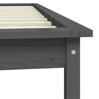 vidaXL Bed Frame without Mattress Grey Single Solid Wood