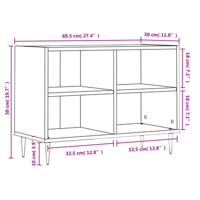 vidaXL TV Cabinet Smoked Oak 69.5x30x50 cm Engineered Wood