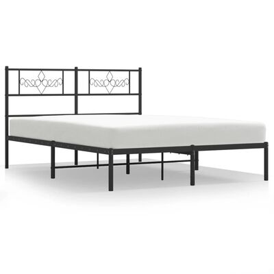 vidaXL Metal Bed Frame without Mattress with Headboard Black 150x200 cm King Size