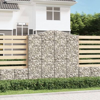 vidaXL Arched Gabion Baskets 3 pcs 200x50x200/220 cm Galvanised Iron