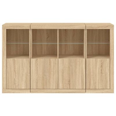 vidaXL Sideboards with LED Lights 3 pcs Sonoma Oak Engineered Wood