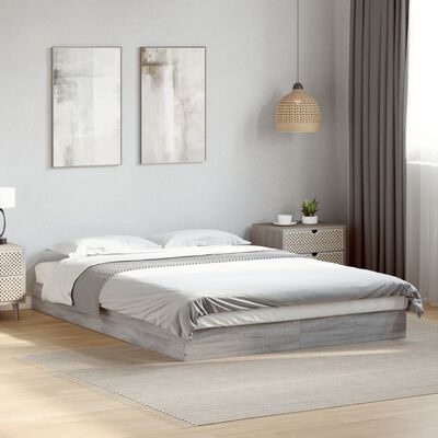 vidaXL Bed Frame without Mattress Grey Sonoma 120x200 cm Engineered Wood