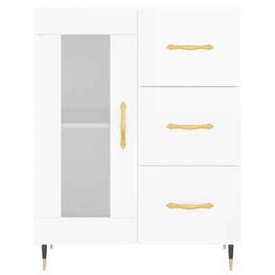 vidaXL Highboard High Gloss White 69.5x34x180 cm Engineered Wood