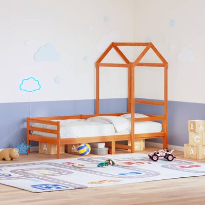 vidaXL Kids' Bed Roof Wax Brown 98x70x176.5 cm Solid Wood Pine