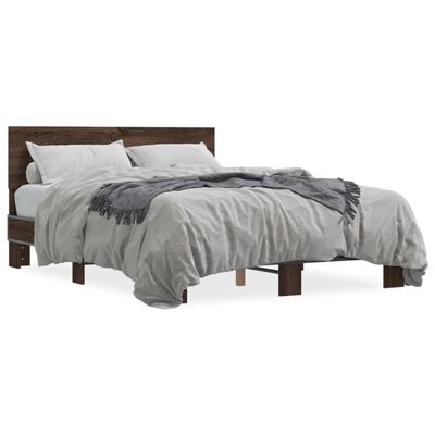 vidaXL Bed Frame without Mattress Brown Oak 140x200 cm