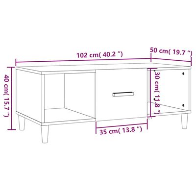 vidaXL Coffee Table White 102x50x40 cm Engineered Wood