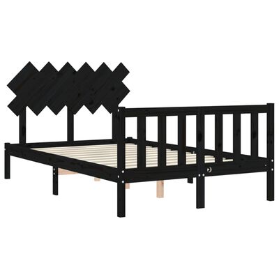 vidaXL Bed Frame without Mattress Black Double Solid Wood Pine