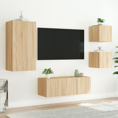 vidaXL 5 Piece TV Wall Units with LED Sonoma Oak Engineered Wood