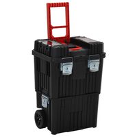 vidaXL Toolbox Trolley Black and Red Polypropylene