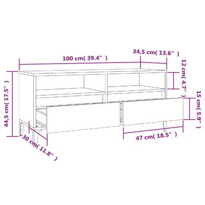 vidaXL TV Cabinet White 100x34.5x44.5 cm Engineered Wood