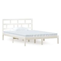 vidaXL Bed Frame without Mattress White Solid Wood 140x200 cm (810018+814195)