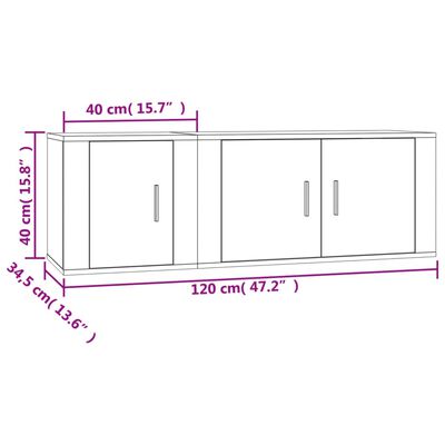 vidaXL 2 Piece TV Cabinet Set Concrete Grey Engineered Wood