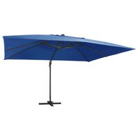 vidaXL Cantilever Garden Parasol with LED Lights and Aluminium Pole 400x300 cm Azure blue