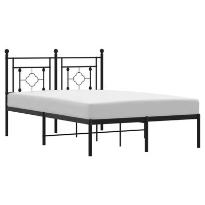 vidaXL Metal Bed Frame with Headboard Black 120x200 cm