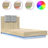 vidaXL Bed Frame with LED without Mattress Sonoma Oak 75x190 cm Small Single