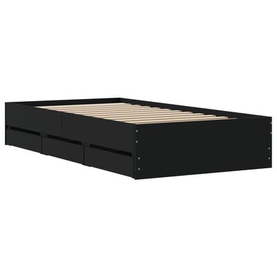 vidaXL Bed Frame with Drawers without Mattress Black 75x190 cm Small Single