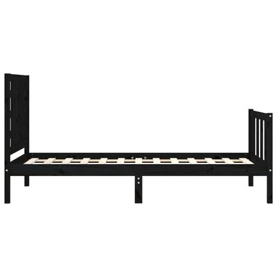 vidaXL Bed Frame without Mattress Black Small Single Solid Wood Pine