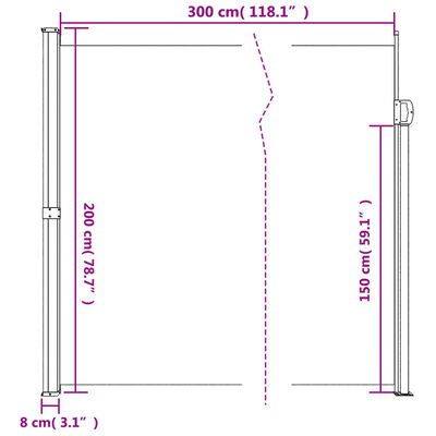 vidaXL Retractable Side Awning Red 200x300 cm