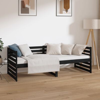 vidaXL Day Bed without Mattress Black 80x200 cm Solid Wood Pine