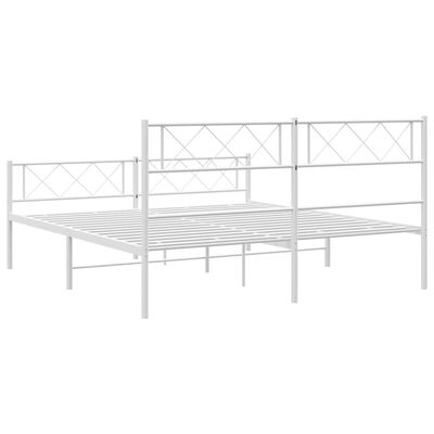 vidaXL Metal Bed Frame without Mattress with Footboard White 135x190 cm Double