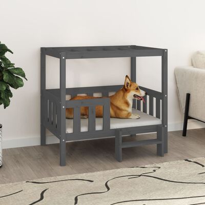 vidaXL Dog Bed Grey 95.5x73.5x90 cm Solid Wood Pine