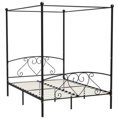 vidaXL Bed Frame without Mattress with Canopy Black 160x200 cm Metal