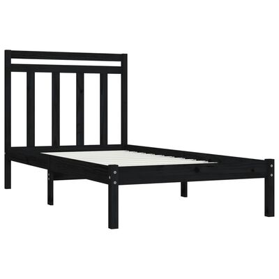 vidaXL Bed Frame without Mattress Black 100x200 cm Solid Wood