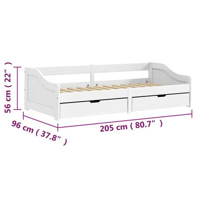 vidaXL Day Bed with 2 Drawers without Mattress "IRUN" White 90x200 cm