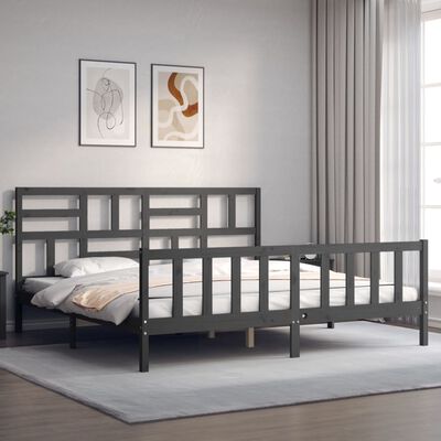 vidaXL Bed Frame without Mattress Grey 200x200 cm Solid Wood Pine