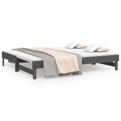 vidaXL Pull-out Day Bed without Mattress Grey 2x(90x200) cm