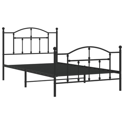 vidaXL Metal Bed Frame without Mattress with Footboard Black 100x200 cm