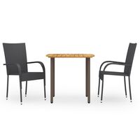 vidaXL 3 Piece Garden Dining Set Poly Rattan Black